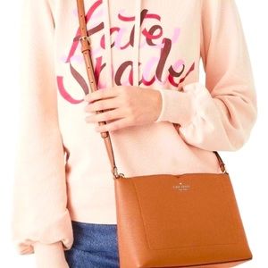 Kate Spade NWT Harlow Pebbled Leather Crossbody Purse Warm Gingerbread